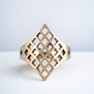 Modern Geometric Brass Ring Handmade Gold Plated  Brass jewelry, stylish ring , unique ring,  Everyday Ring, Adjustable Gift Ring for Her