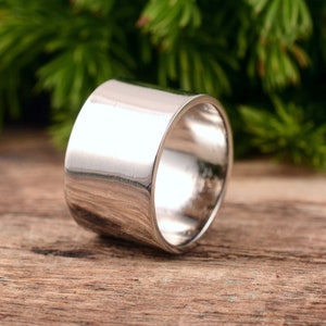 1.2mm Thick Silver Band, Ring for men Sterling Silver Ring 15mm Wide Silver Band Handmade flat Silver Ring Gift for her and him