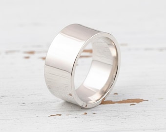 Handmade Solid 925 Sterling Silver Wide Plain Wedding Band – 4mm, Bezel Set, AGI Certified, Sizes All