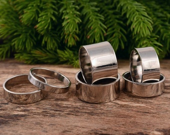Handmade Sterling Silver Cigar Band Ring, Unisex Flat Wide Ring