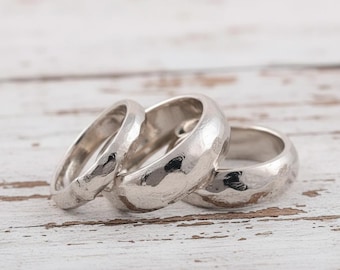 Bandas anchas de plata maciza de ley 925 - Bandas de plata gruesas de 10 mm - Bandas de plata hechas a mano para hombres y mujeres
