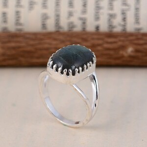 natural Labradorite Sterling Silver Ring- Adjustable Silver Ring Labradorite Ring Labradorite Jewelry  Labradorite Gemstone Silver Jewelry