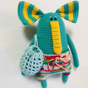 Elephant Amigurumi Toy Elephant with a ball Eco friendly Crochet Stuffed Animal Cuddly Doll for Nursery Elephant makes Gift Best for kids