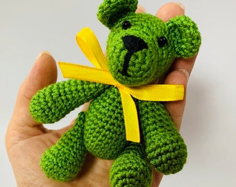 Teddy Bear Amigurumi Crochet Toy Green Bear Cuddly Doll Staffed Soft Play Toy Plushie Nursery Comforter Baby Shower Gift