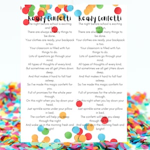 Ready Confetti - Night before School - Instant Download