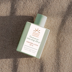 Sunblock label to put on travel size bottle