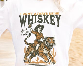 Funny Cowgirl Whiskey Graphic Tee - Retro Western T-Shirt
