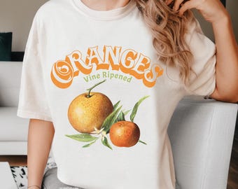 Camiseta gráfica retro de naranjas: camiseta vintage del mercado de agricultores