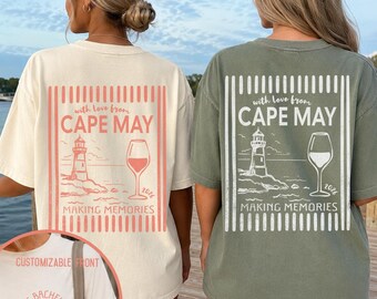 Cape May Custom Girls Trip Shirt, Personalized Beach Lighthouse Tee, Birthday or Bachelorette Weekend T-Shirt