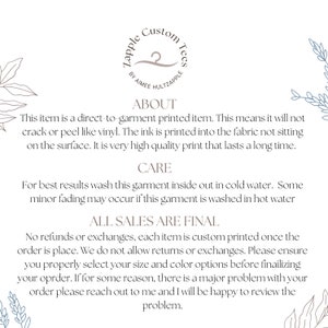 About and care instructions
