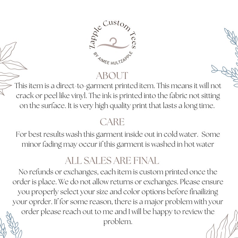 About and care instructions