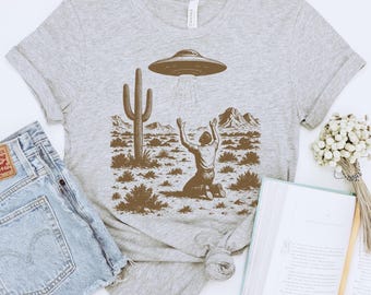 Camiseta vintage de extraterrestre OVNI: divertida camiseta gráfica de ciencia ficción