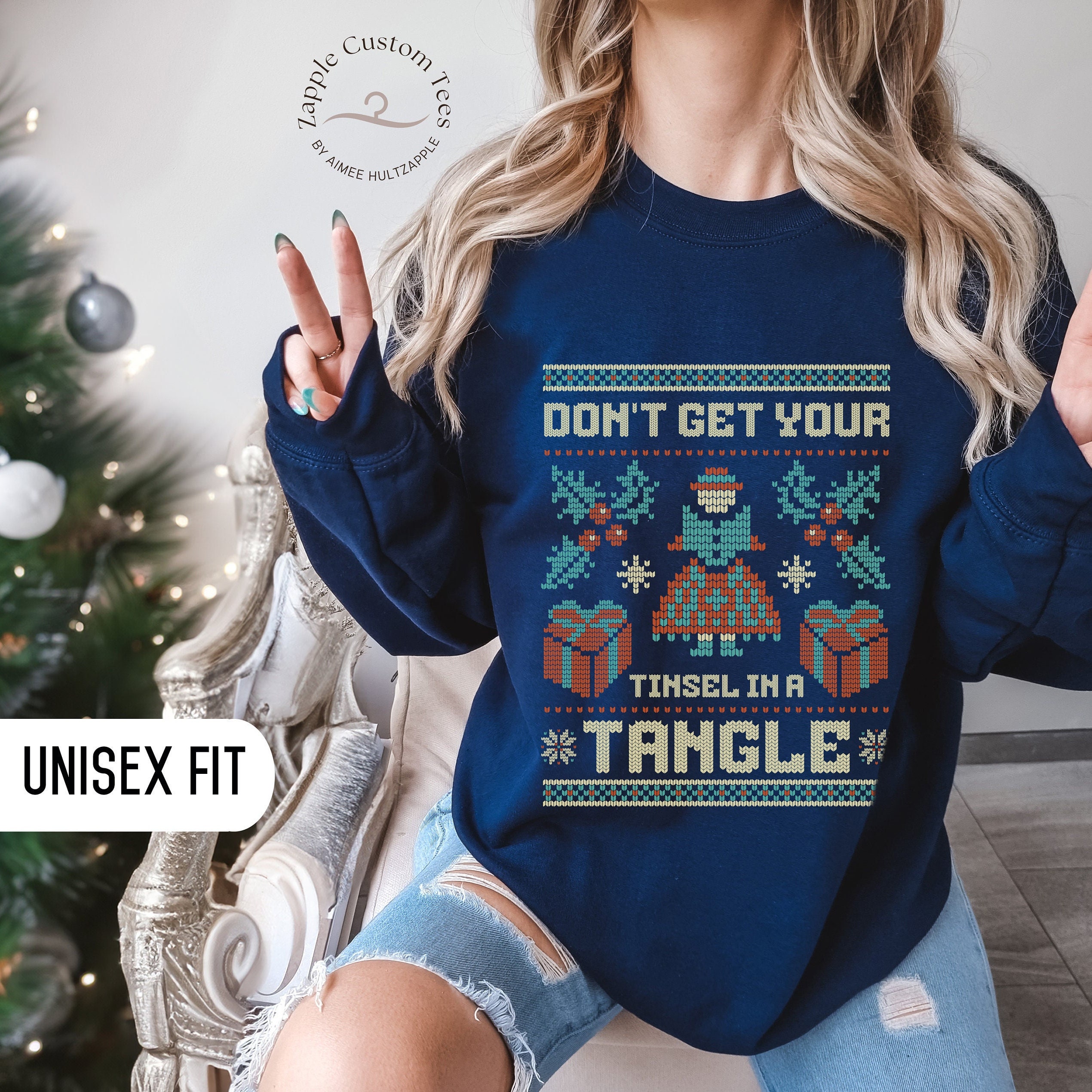 Tinsel christmas sweater new arrivals