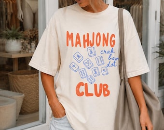 Mahjong Club Shirt, Crak Bam Dot Tiles Comfort Colors Tee, Retro Mahjong Lover Gift, Funny Mahjong Social Club T-Shirt for Game Night