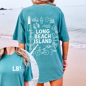 Comfort Colors Long Beach Island NJ T-shirt: Dubbelsidig LBI-design
