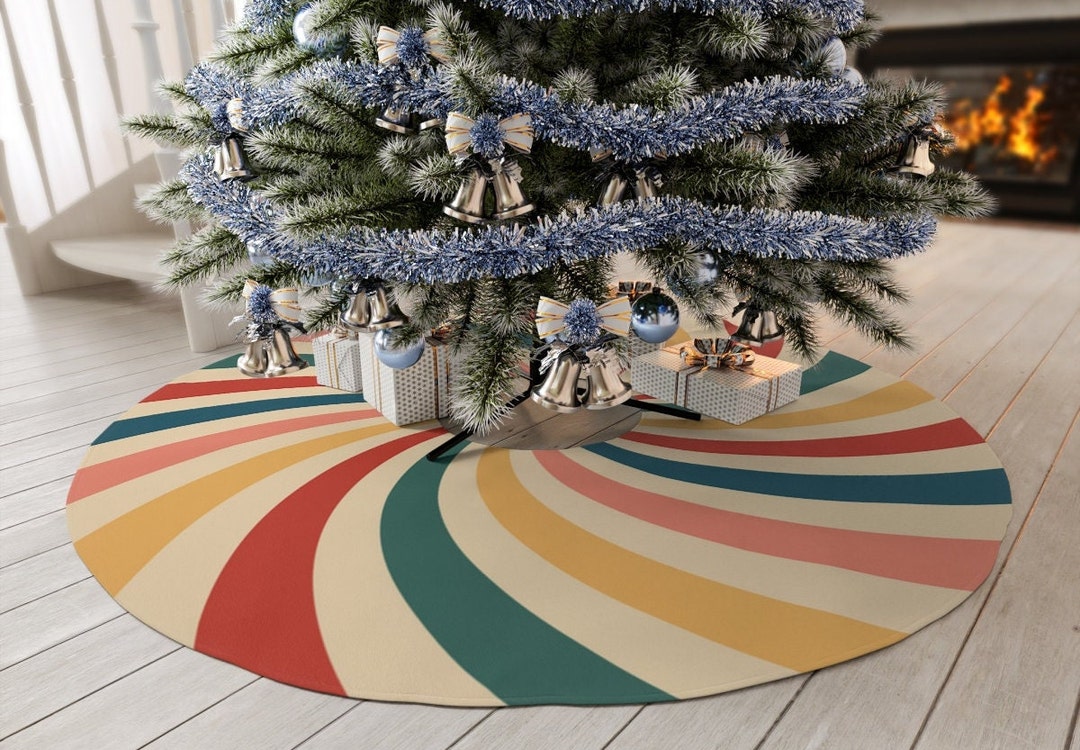 Round Christmas Retro Inspired Christmas Skirt , Retro Candy Stripe