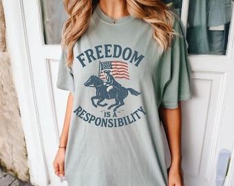 Camiseta "La libertad es una responsabilidad": diseño patriota estadounidense vintage
