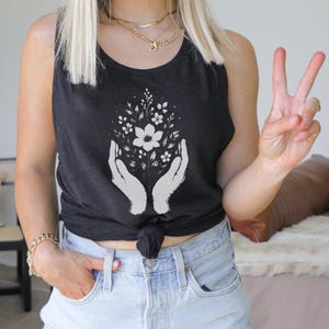 Flower Tank top,  Gift for Mom - Wild Flower - Shirt Women - Racerback - Relaxed fit tank - Summer Tee - Flower Print
