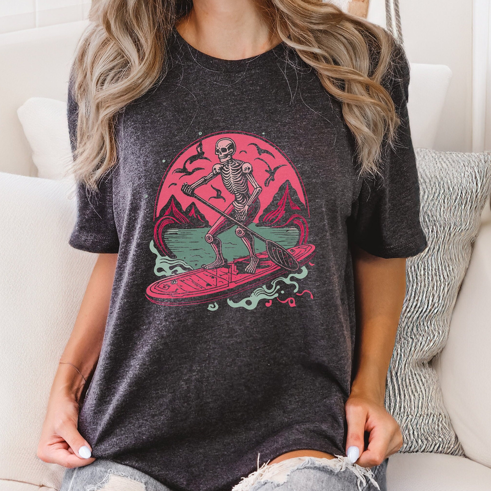 Skeleton Paddle board, Retro Stand up paddle board tshirt, SUP Board shirt, Paddleboarding gift, Paddle board gift , lake paddle board