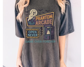 Retro Halloween Haunted House Comfort Colors T-Shirt: Spooky Arcade Tee