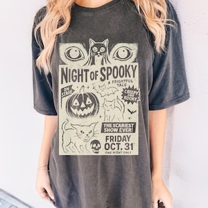 Night of Spooky cat Haunted House Halloween Comfort Colors Tshirt, Haunted Horrors shir, Scary Cat tee, Spooky Cat t-shirt