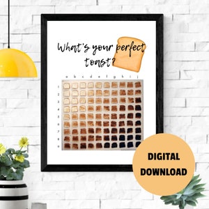 Toast Printable Wall Art, Digital Print, Kitchen Art, Toast Doness Chart, Toast Flex, Poster, Food Art, Breakfast Print, What do you like?