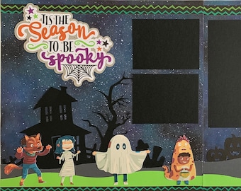 Tis The Season To Be Spooky Premade DIY Halloween Trick or Treat Scrapbook 2 Page Layout Kit