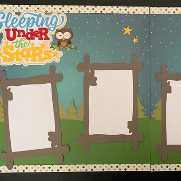 Sleeping Under the Stars Camping Scrapbook Layout DIY Kit - 2 12x12 Pages