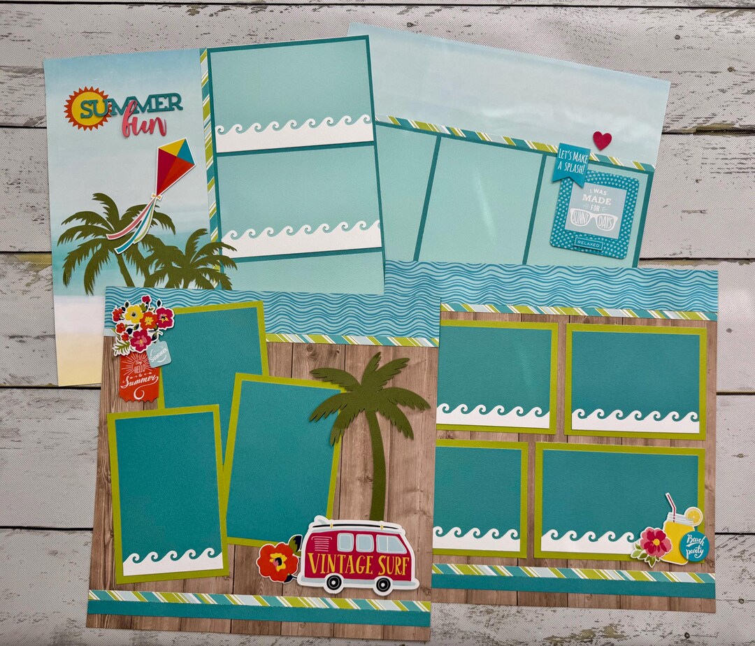 Summer Fun Scrapbook Kit: Precut, Ready to Assemble - Makes 4 Pages - Etsy