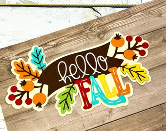 Hello Fall Scrapbook Die Cuts - Multi-Layered - Title, Leaf Accent, Pumpkin Accent - 3 Pieces