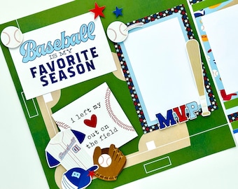 Baseball 12x12 DIY Scrapbook Page Kit  - Featuring Simple Stories Baseball Set - Makes 4 Pages!!!
