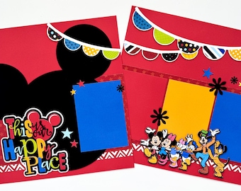 Happy Place 2 12x12 Disney Inspired DIY Scrapbook Page Kit - Makes 2 Pages - All PRE-CUT and Ready to Assemble