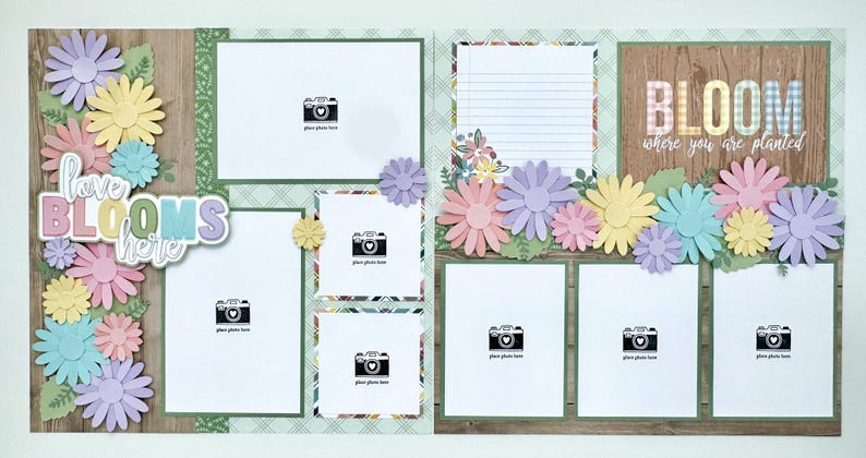 Love Blooms Here 12x12 DIY Scrapbook Page Kit - All PRE-CUT and Ready ...