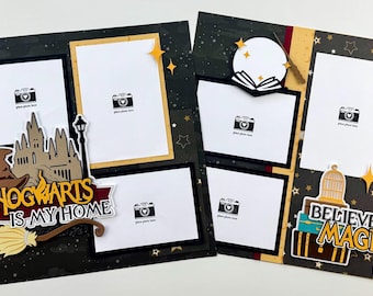 Hogwarts is My Home 12x12 DIY Scrapbook Page Kit - Harry Potter Inspired - All PRECUT - Comes with 2 Intricate Die Cut Titles