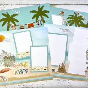 12x12 Beach Scrapbook Kit - Makes 4 Pages - Precut and Ready to Assemble - All Materials and Directions with Full Color Photos Included