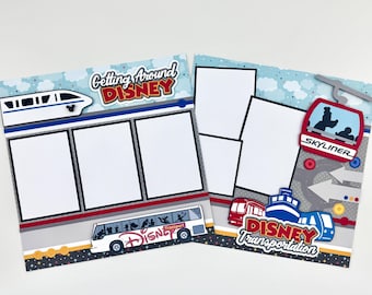 Getting Around Disney 12x12 Transportation Scrapbook Page Kit - ALL PRE-CUT - Custom Die-Cut Titles and Die-Cuts
