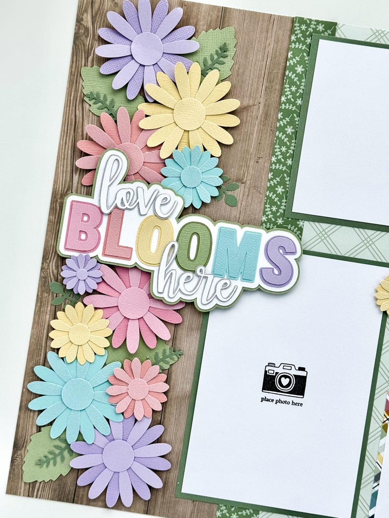 Love Blooms Here 12x12 DIY Scrapbook Page Kit - All PRE-CUT and Ready ...