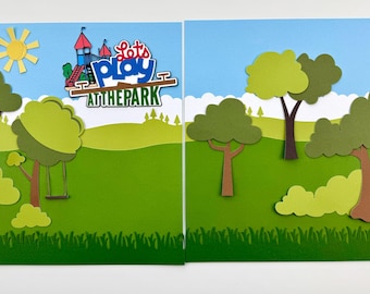 Build A Scene - At the Park 12x12 DIY Scrapbook page Kit - Exclusive At the Park Title - Lots of Extras