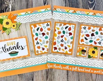 Give Thanks Scrapbook Kit – Sunflower & Fall Leaves DIY Pages