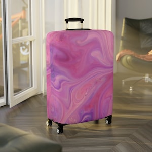 Pink Marble Luggage Cover, Stylish Suitcase Protector for Travelers, Marble Suitcase Cover Travel Gifts for Her