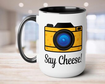 Say Cheese Photography Mug - Camera and Coffee Photographer Gift | Photography Lovers Camera Gifts, Thank You Gift Wedding Photographer