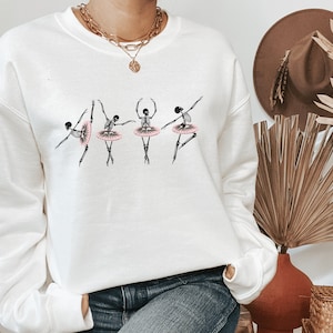 Ballerina Skeletons Sweatshirt | Skeletons Dancing Shirt, Halloween Ballet Skeleton Sweatshirt, Women Skeleton Top