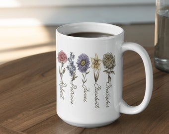 Custom Birth Month Flower Mug - Personalized Gift , Mothers Day Gift, Plant Mom Gift, Cottagecore Sentimental Gifts for Mimi