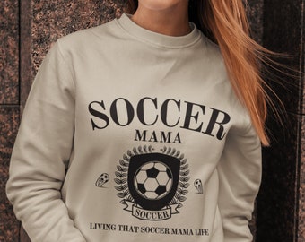 Sudadera de mamá de fútbol - Camisa de día de juego de mamá de fútbol / cuello redondo de vida de mamá de fútbol lindo, regalo para mamá de fútbol