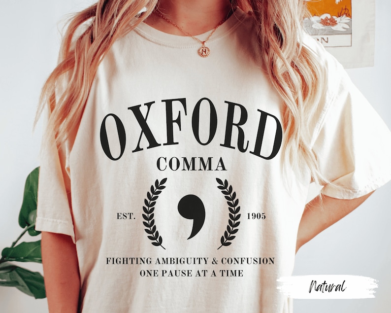 Oxford Comma Fighting Ambiguity Shirt: Teacher Gift for Grammar Lovers Embrace Clarity and Celebrate Punctuation, Funny English Tee image 3