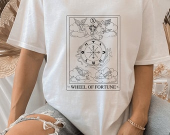 Tarot Card Shirt Wheel of fortune, Mystical Shirt, Witchy Shirt, Good Energy Shirt, Occult shirt, Mystical Tarot Card Tee