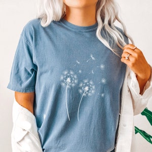 Dandelion Shirt Comfort Colors -  Wildflower Tee | Summer Vibes Meditation Shirt, Fall Vibes Yoga shirt