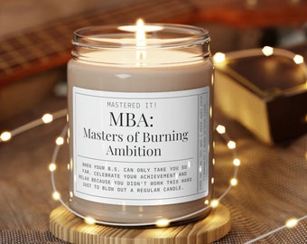 Mastered It MBA Graduation Gift, Masters of Burning Ambition Candle Masters Graduation Gifts For Her, Masters Degree MBA Grad Gift