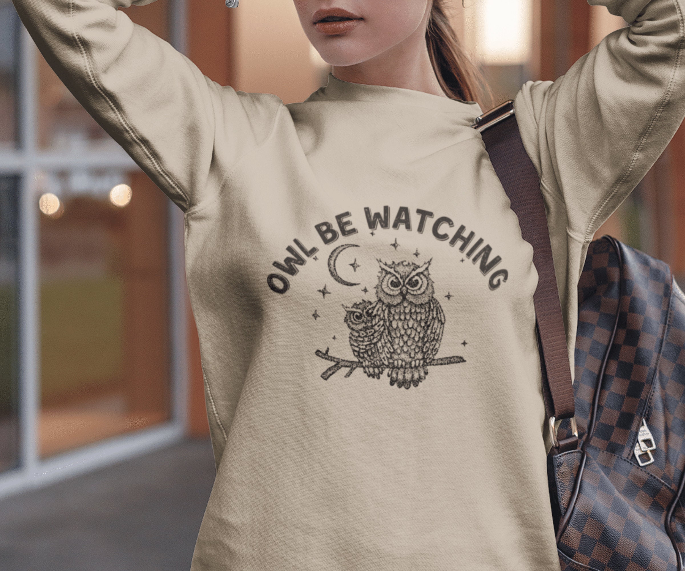 Owl Be Watching Owl Sweatshirt, Mystical Owl Witchy Clothes for Her, Whimsical Owl Nature-Inspired H
