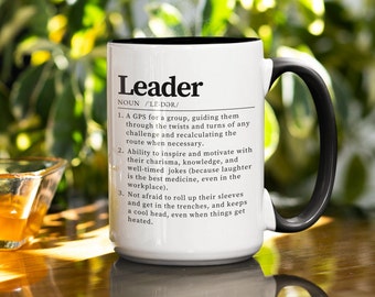 Leader Definition Mug, Leadership Gifts Boss Mug, Funny Boss Day Gift, Manager Thank You Team Gift Ideas, Going Away Appreciation Gifts